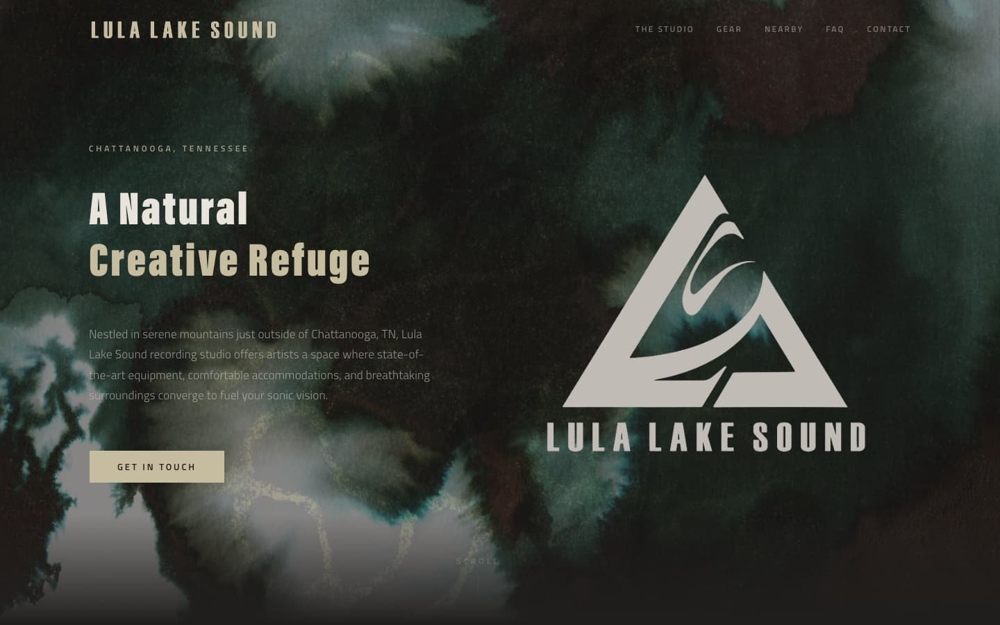 The Lula Lake Sound Studio homepage, built on a custom CMS